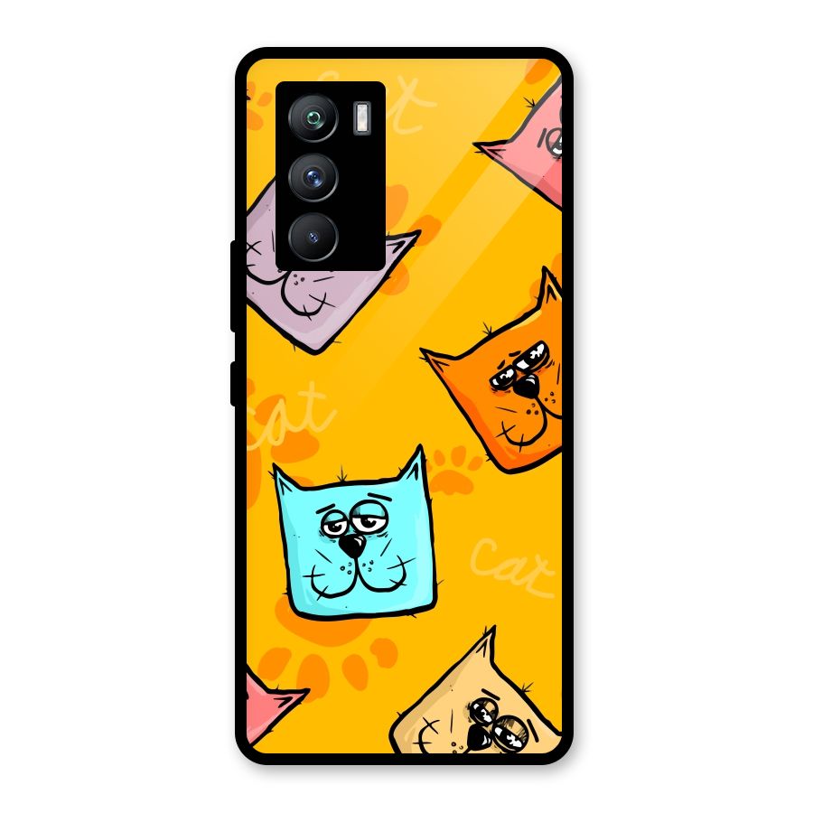 Cute Cat Pattern Glass Back Case for Vivo iQOO 9 SE