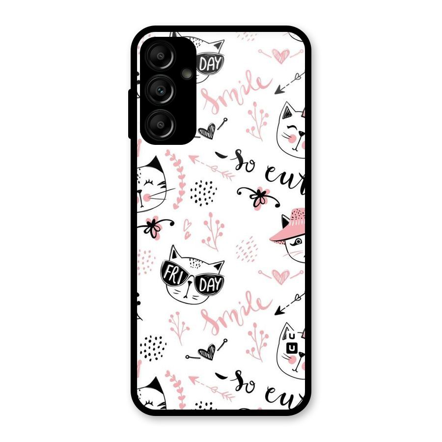 Cute Cat Swag Glass Back Case for Galaxy A14 5G