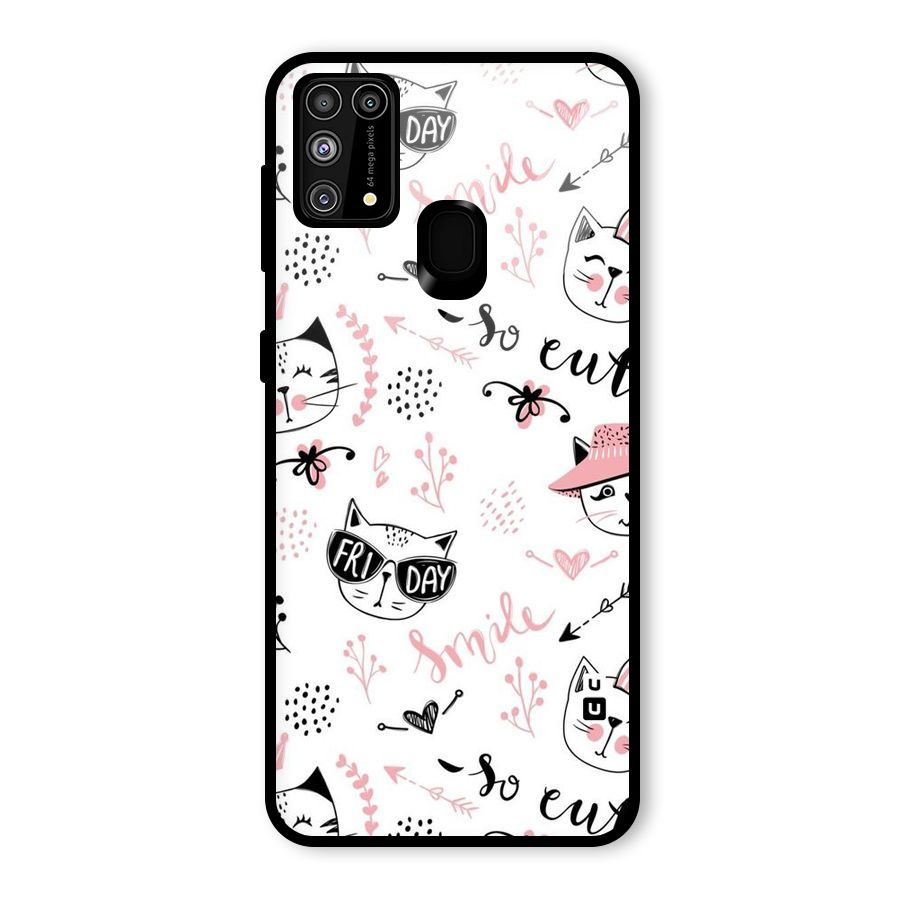 Cute Cat Swag Glass Back Case for Galaxy F41