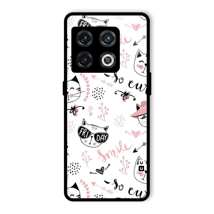 Cute Cat Swag Glass Back Case for OnePlus 10 Pro 5G