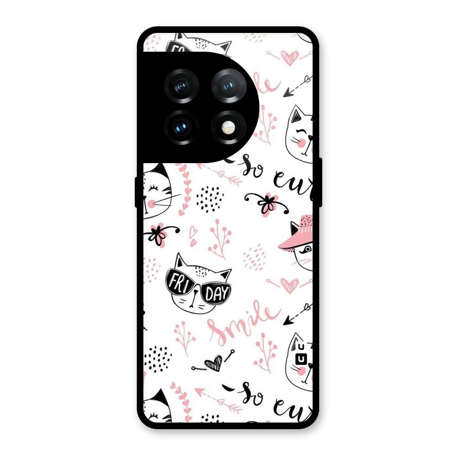 Cute Cat Swag Glass Back Case for OnePlus 11