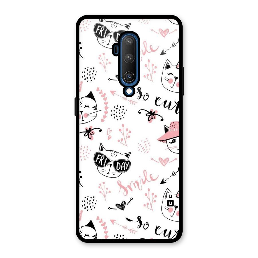 Cute Cat Swag Glass Back Case for OnePlus 7T Pro
