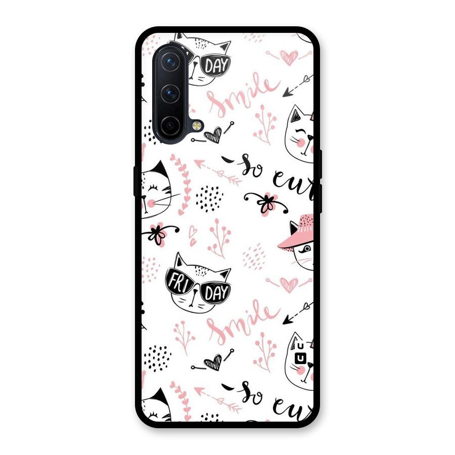 Cute Cat Swag Glass Back Case for OnePlus Nord CE 5G