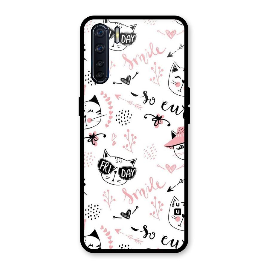 Cute Cat Swag Glass Back Case for Oppo F15