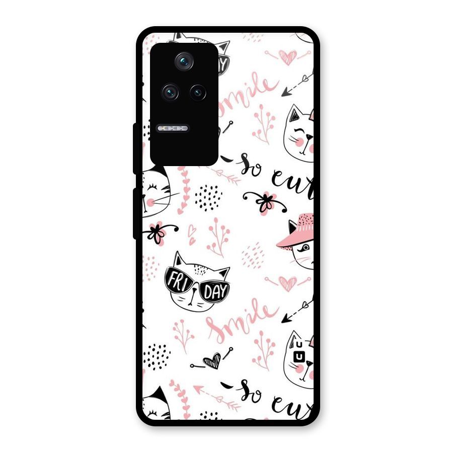 Cute Cat Swag Glass Back Case for Poco F4 5G