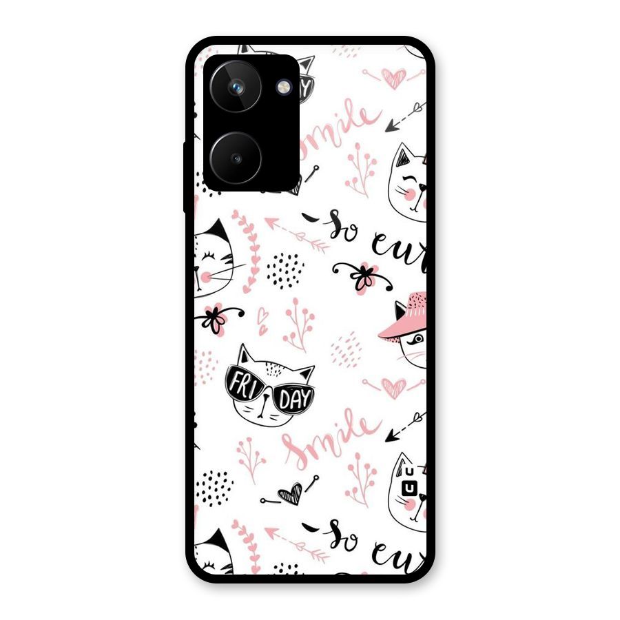 Cute Cat Swag Glass Back Case for Realme 10