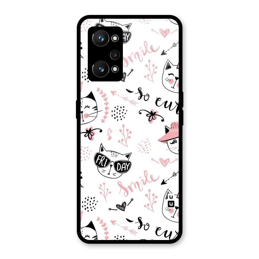 Cute Cat Swag Glass Back Case for Realme GT Neo 3T