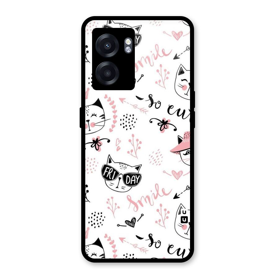 Cute Cat Swag Glass Back Case for Realme Narzo 50 5G