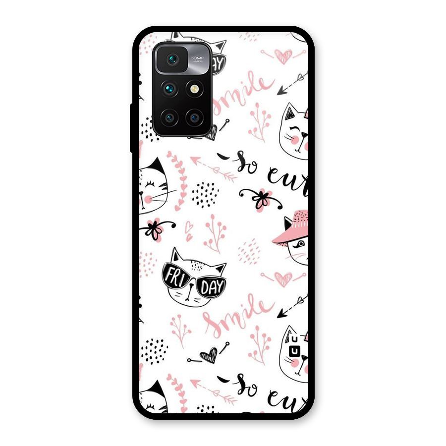 Cute Cat Swag Glass Back Case for Redmi 10 Prime