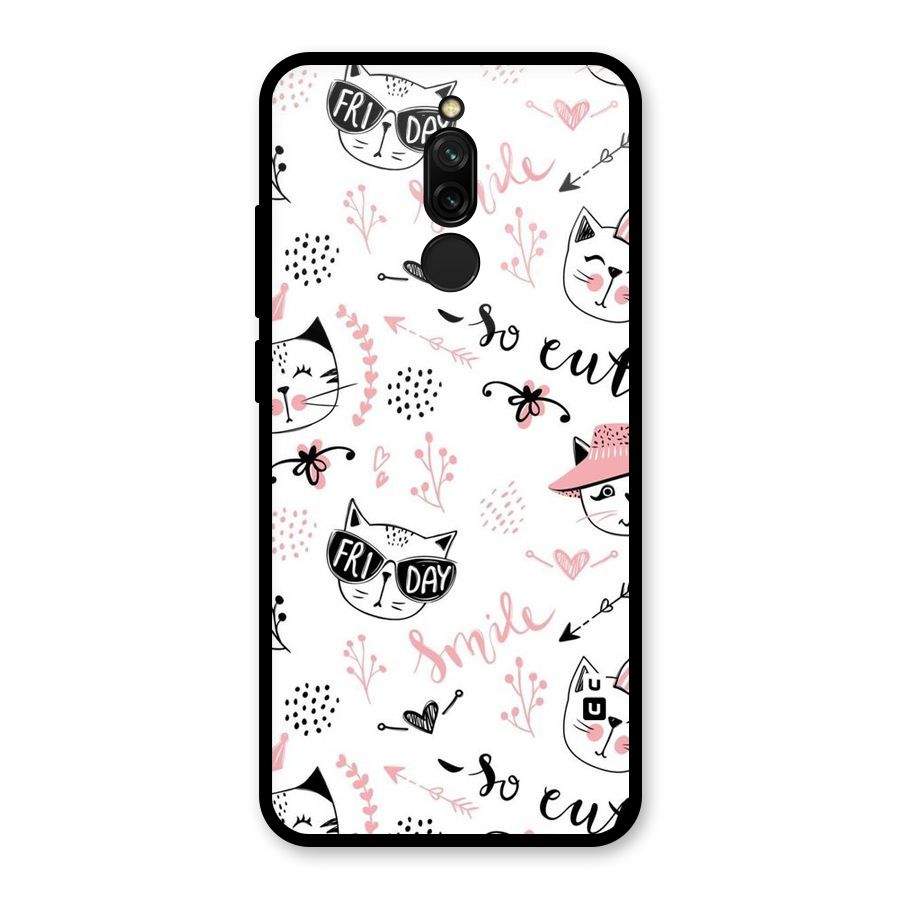 Cute Cat Swag Glass Back Case for Redmi 8