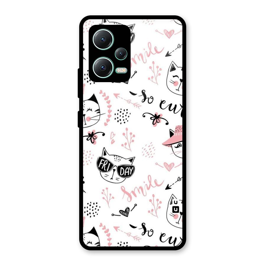 Cute Cat Swag Glass Back Case for Redmi Note 12 5G