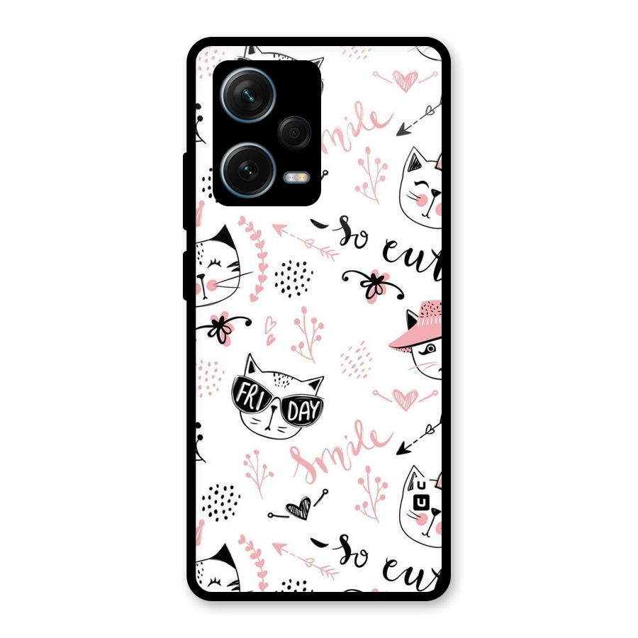 Cute Cat Swag Glass Back Case for Redmi Note 12 Pro Plus 5G