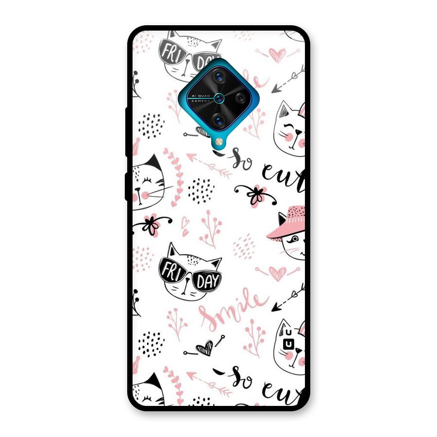 Cute Cat Swag Glass Back Case for Vivo S1 Pro