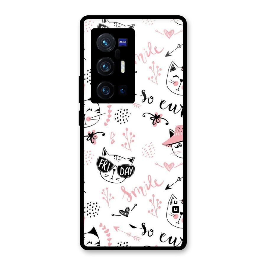 Cute Cat Swag Glass Back Case for Vivo X70 Pro Plus