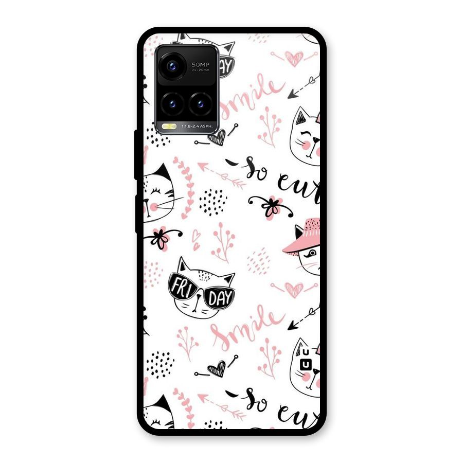 Cute Cat Swag Glass Back Case for Vivo Y21T