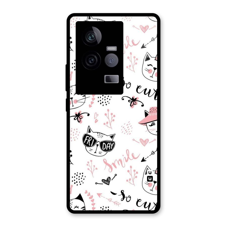Cute Cat Swag Glass Back Case for Vivo iQOO 11 5G