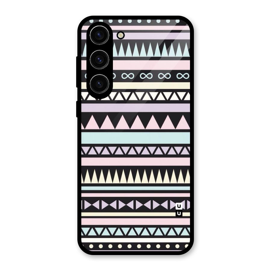 Cute Chev Pattern Glass Back Case for Galaxy S23 Plus
