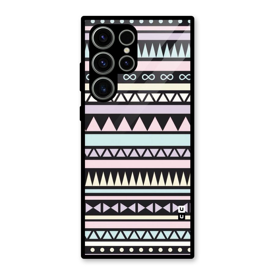Cute Chev Pattern Glass Back Case for Galaxy S23 Ultra