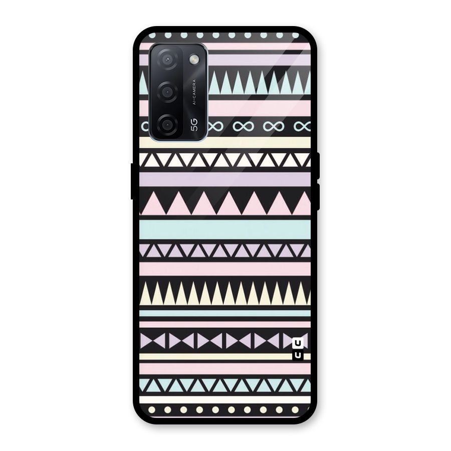 Cute Chev Pattern Glass Back Case for Oppo A53s 5G