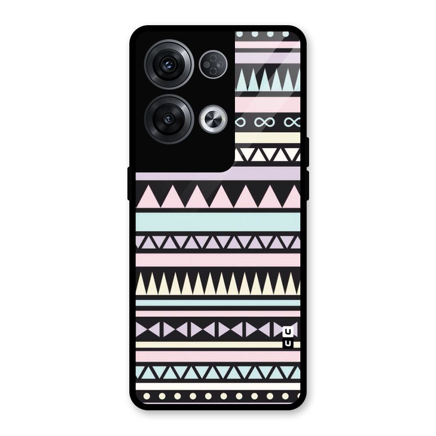 Cute Chev Pattern Glass Back Case for Oppo Reno8 Pro 5G