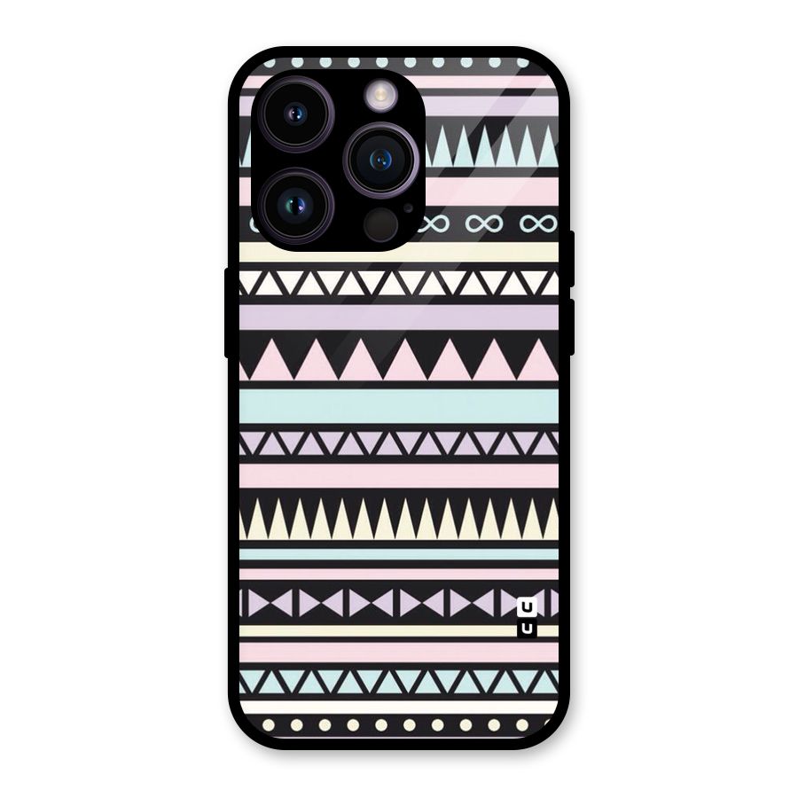 Cute Chev Pattern Glass Back Case for iPhone 14 Pro