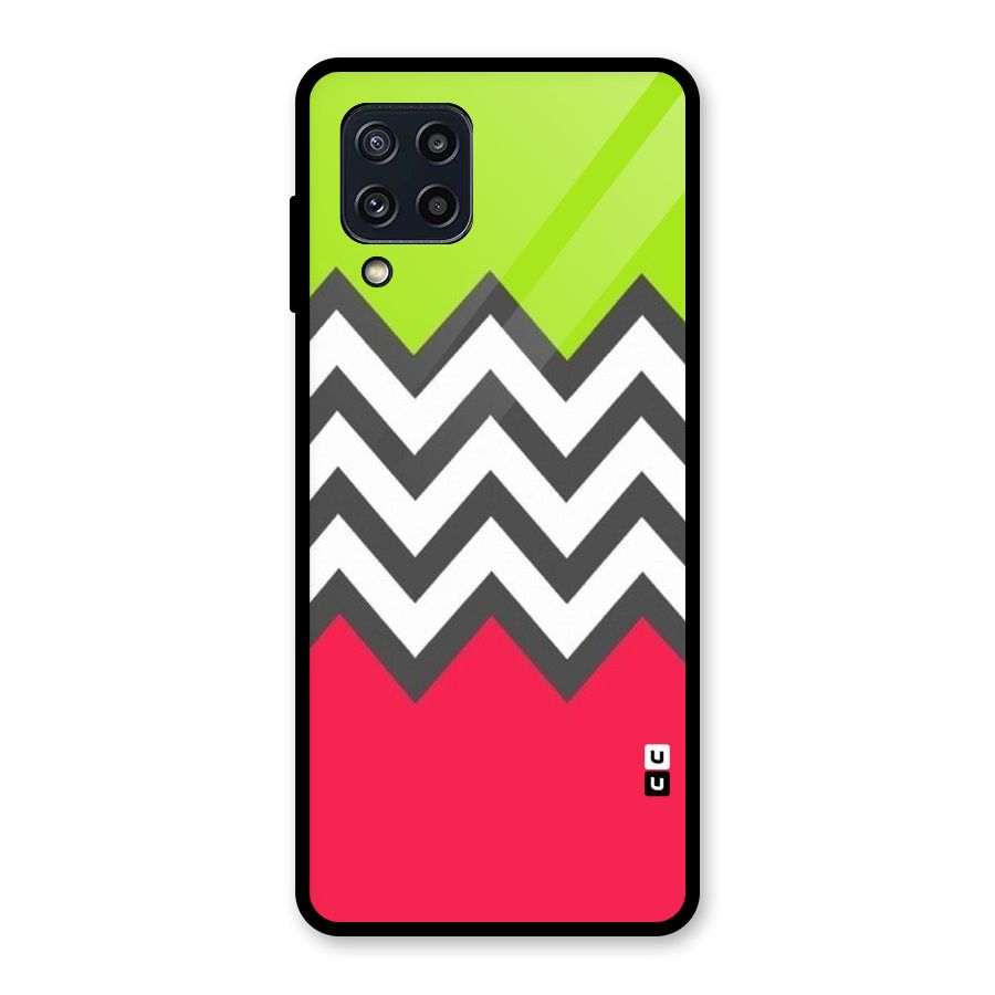 Cute Chevron Glass Back Case for Galaxy M32