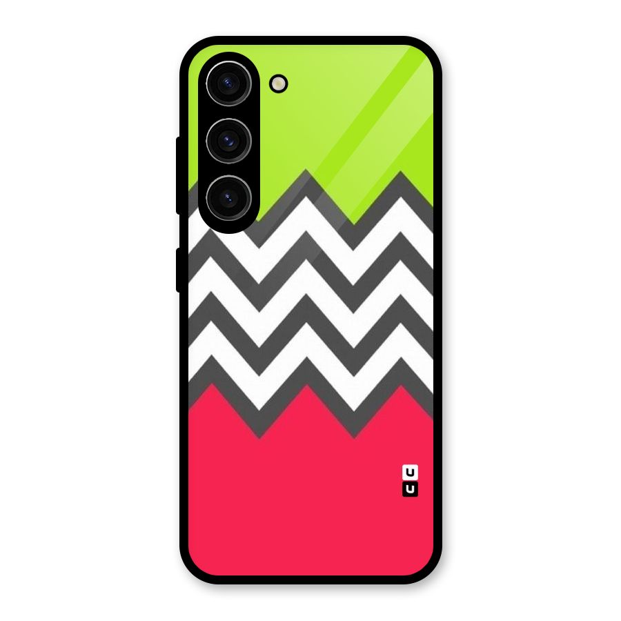 Cute Chevron Glass Back Case for Galaxy S23