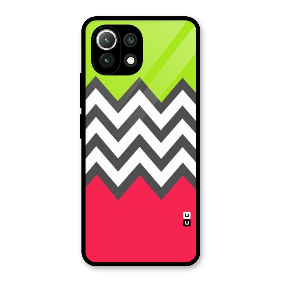 Cute Chevron Glass Back Case for Mi 11 Lite NE 5G
