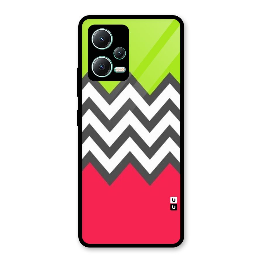 Cute Chevron Glass Back Case for Redmi Note 12 5G