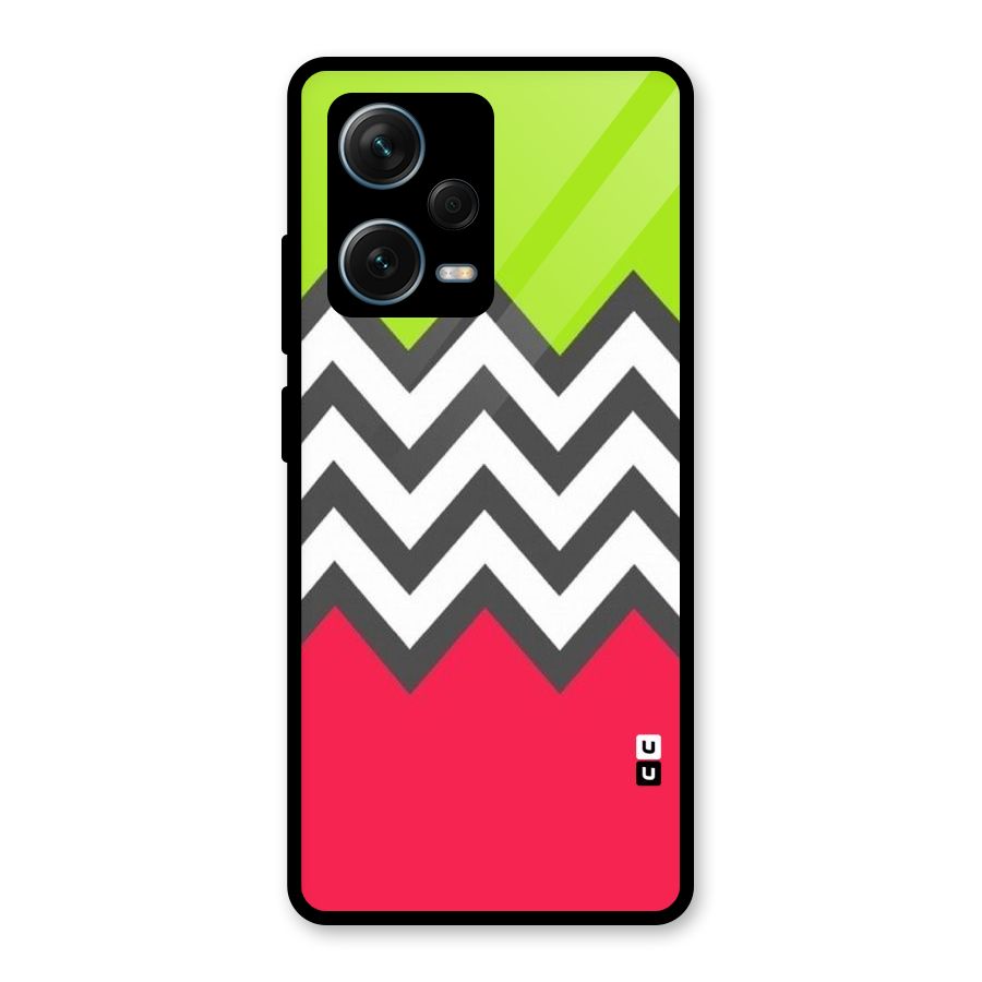 Cute Chevron Glass Back Case for Redmi Note 12 Pro Plus 5G