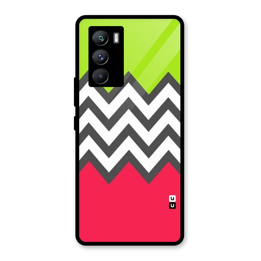 Cute Chevron Glass Back Case for Vivo iQOO 9 SE