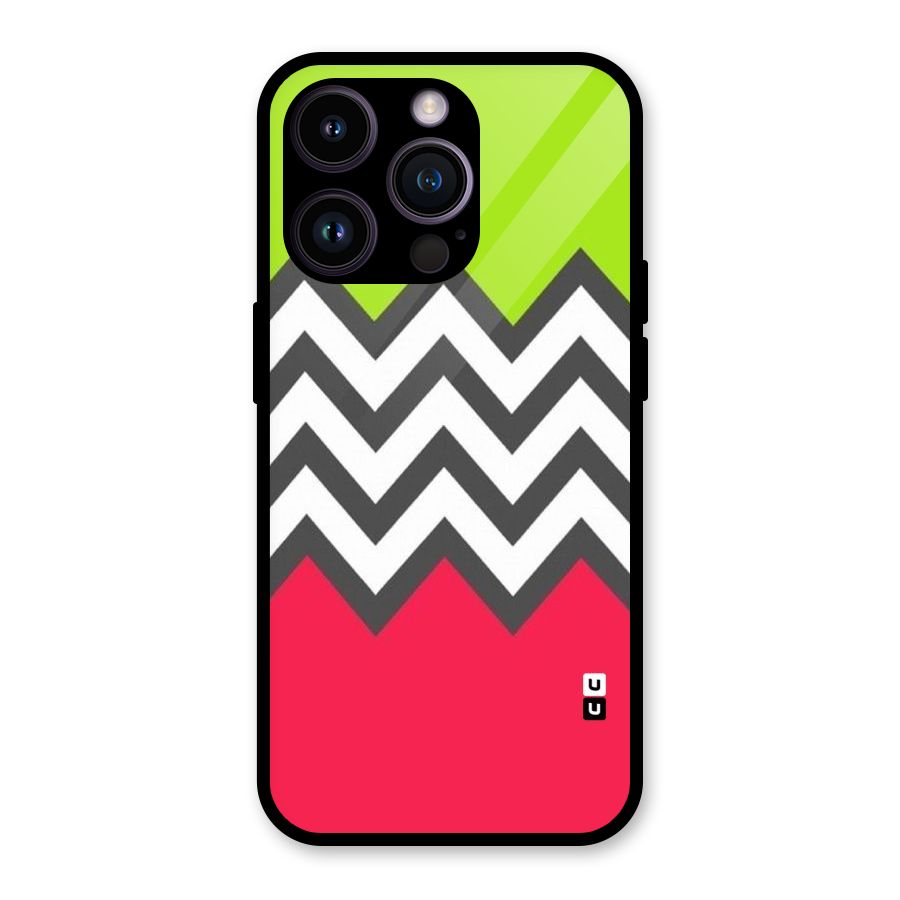Cute Chevron Glass Back Case for iPhone 14 Pro