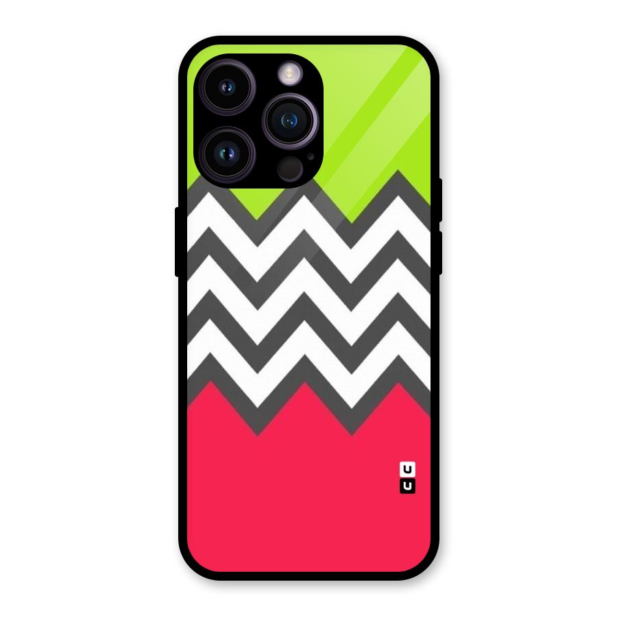 Cute Chevron Glass Back Case for iPhone 14 Pro Max