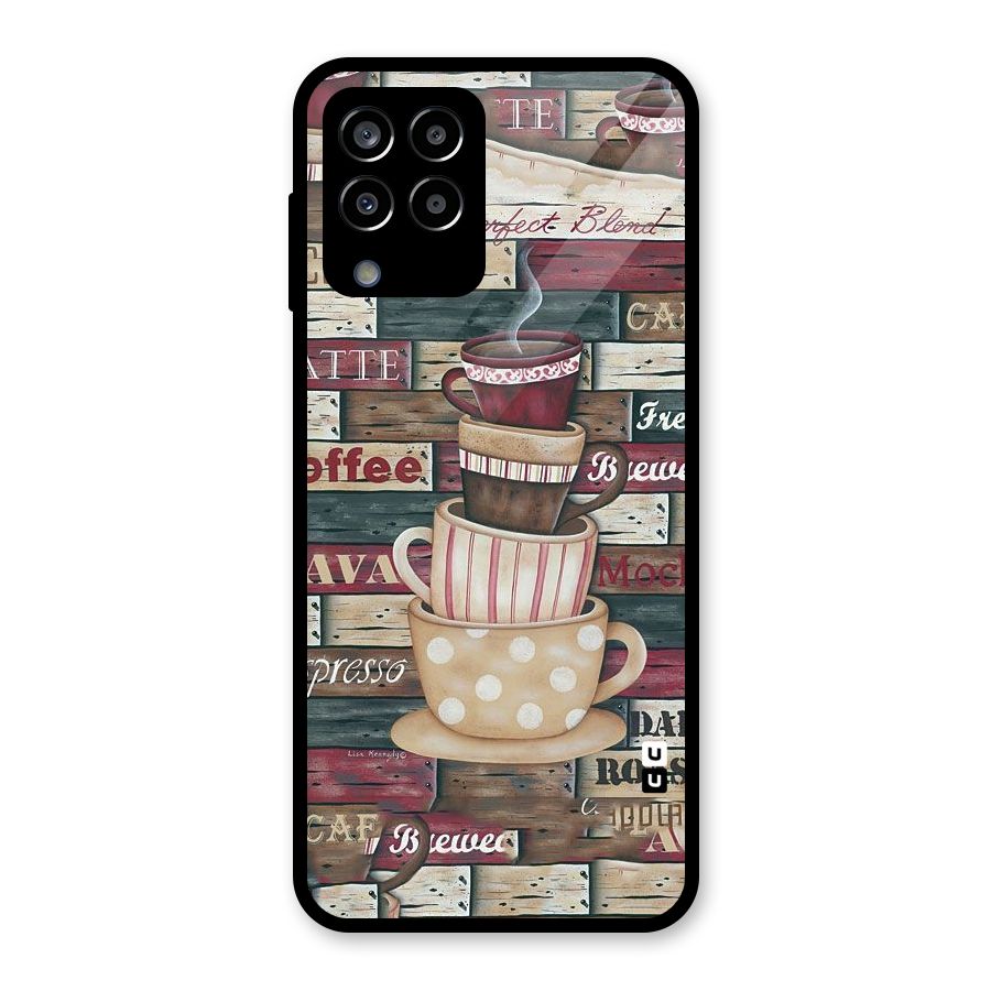 Cute Coffee Cups Glass Back Case for Galaxy M33