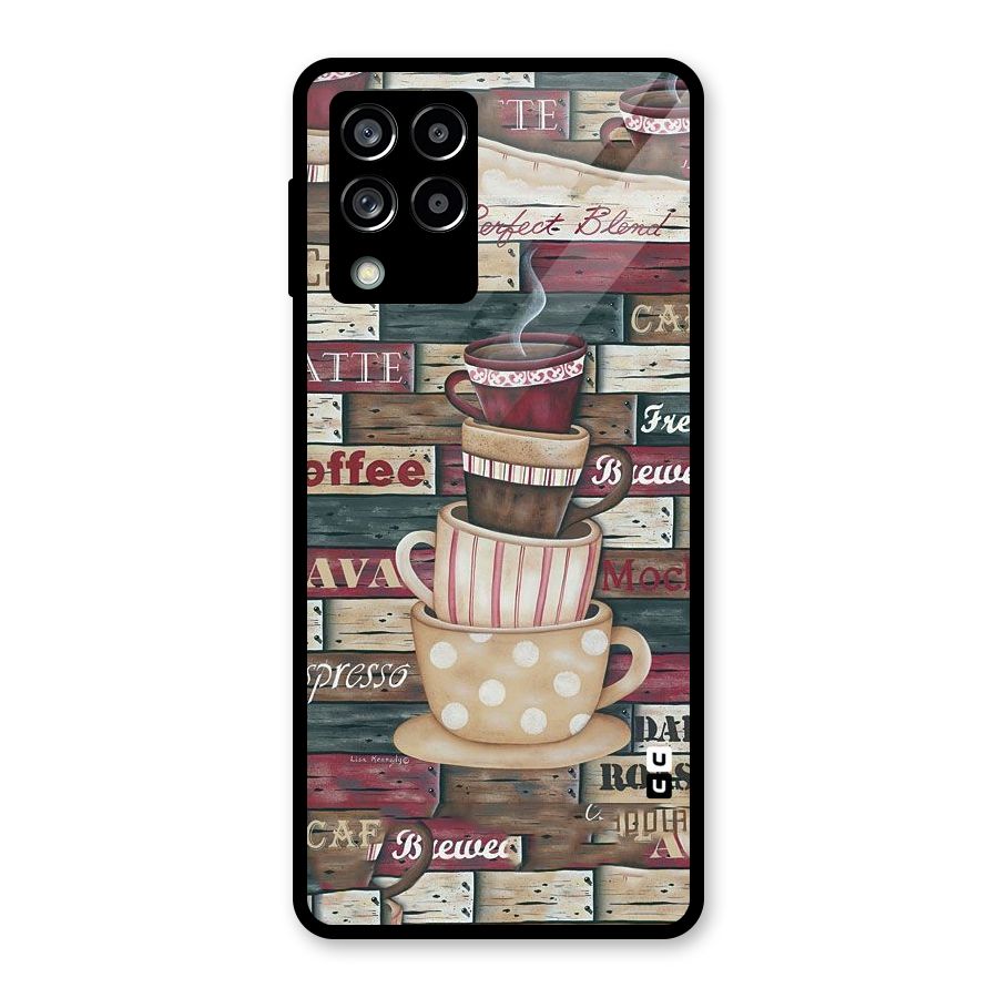 Cute Coffee Cups Glass Back Case for Galaxy M53 5G