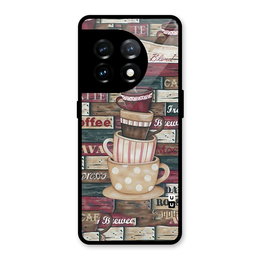 Cute Coffee Cups Glass Back Case for OnePlus 11