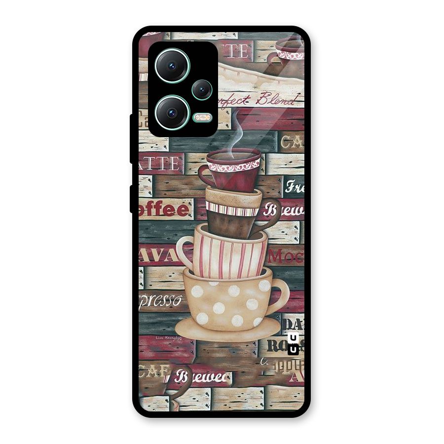 Cute Coffee Cups Glass Back Case for Redmi Note 12 5G