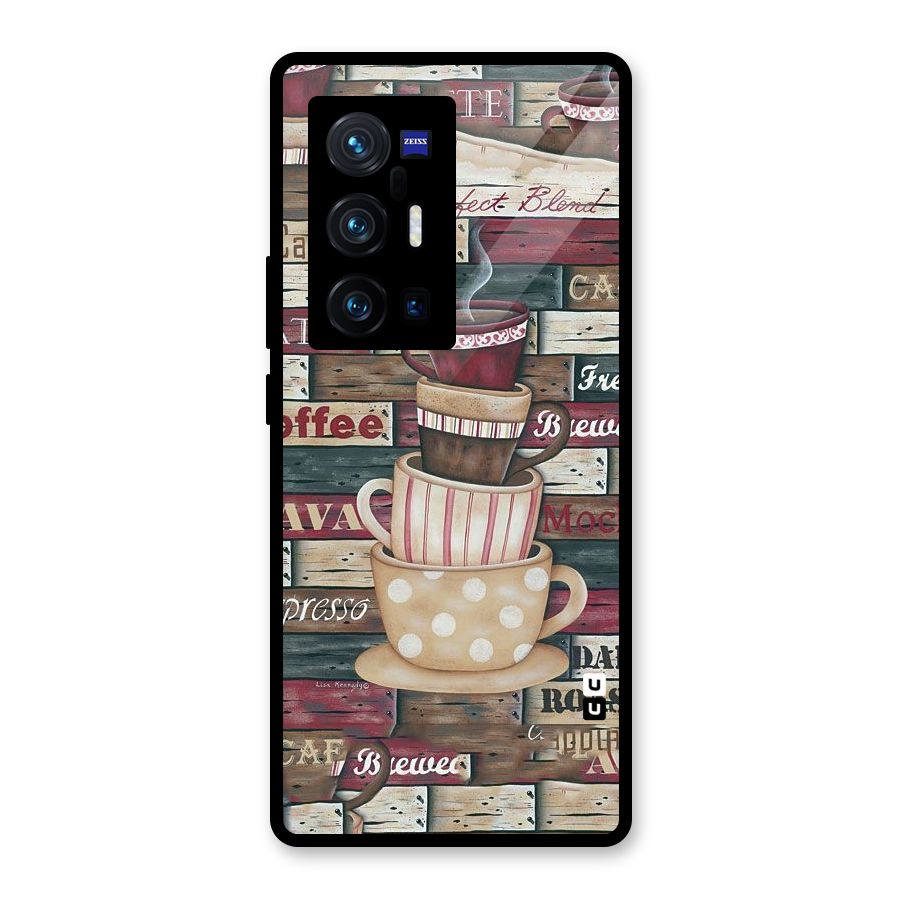 Cute Coffee Cups Glass Back Case for Vivo X70 Pro Plus