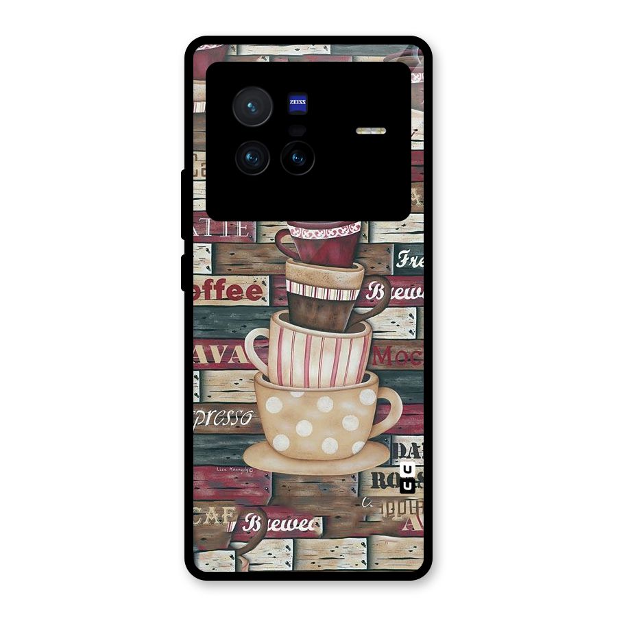 Cute Coffee Cups Glass Back Case for Vivo X80