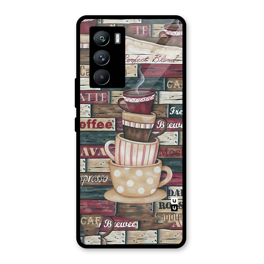 Cute Coffee Cups Glass Back Case for Vivo iQOO 9 SE