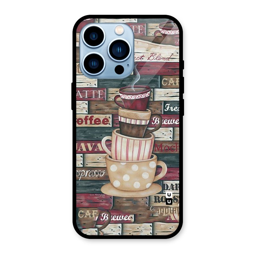 Cute Coffee Cups Glass Back Case for iPhone 13 Pro