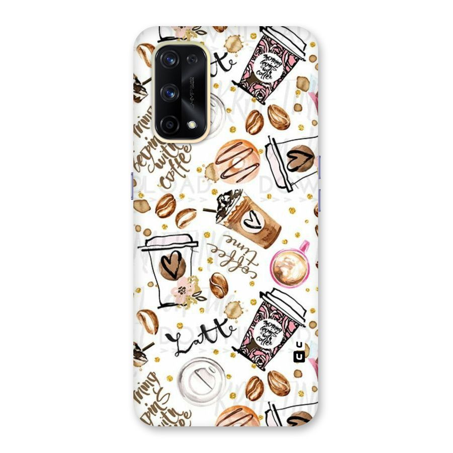 Cute Coffee Pattern Glass Back Case for Realme X7 Pro