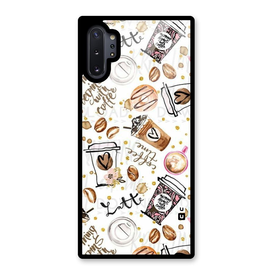 Cute Coffee Pattern Glass Back Case for Galaxy Note 10 Plus