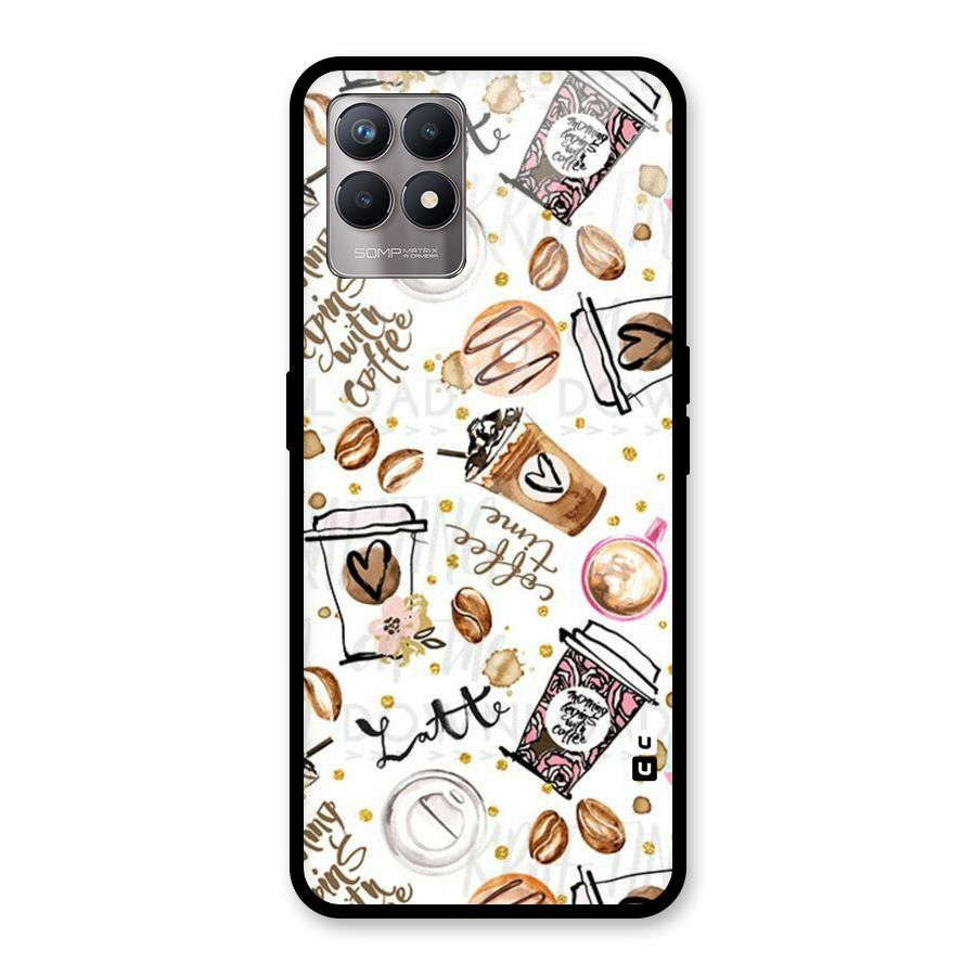 Cute Coffee Pattern Glass Back Case for Realme Narzo 50