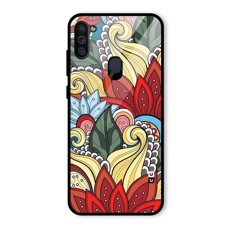 Cute Doodle Glass Back Case for Galaxy M11