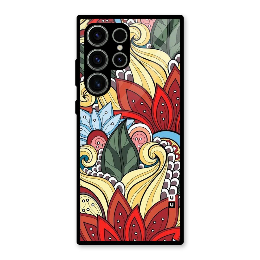 Cute Doodle Glass Back Case for Galaxy S23 Ultra