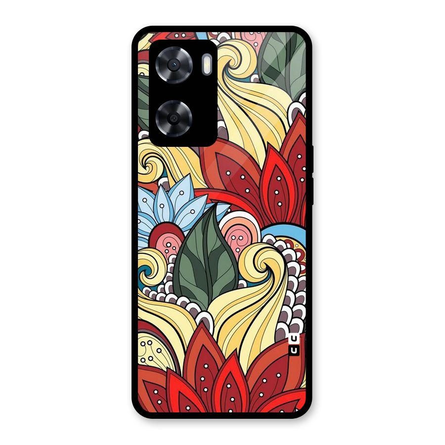 Cute Doodle Glass Back Case for Oppo A57 2022