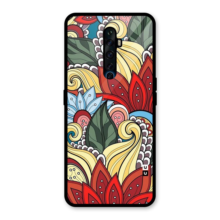 Cute Doodle Glass Back Case for Oppo Reno2 F