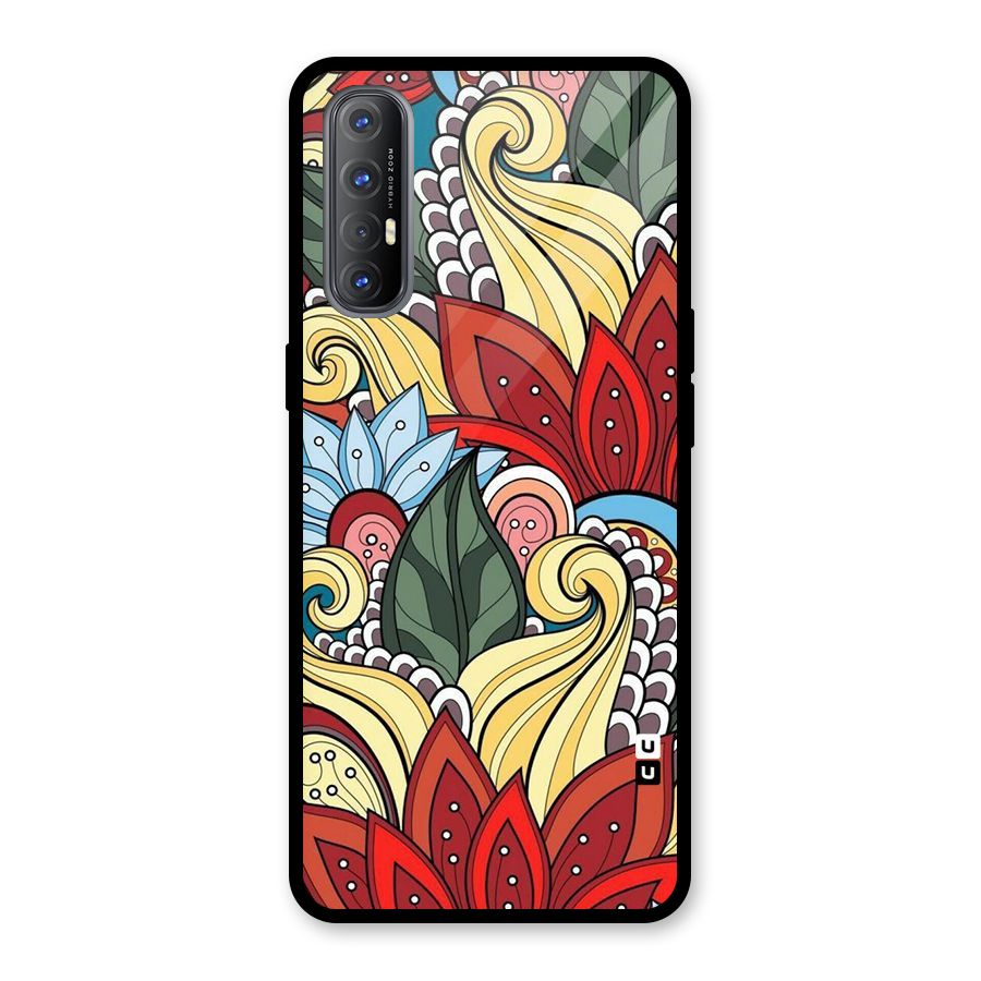 Cute Doodle Glass Back Case for Oppo Reno3 Pro