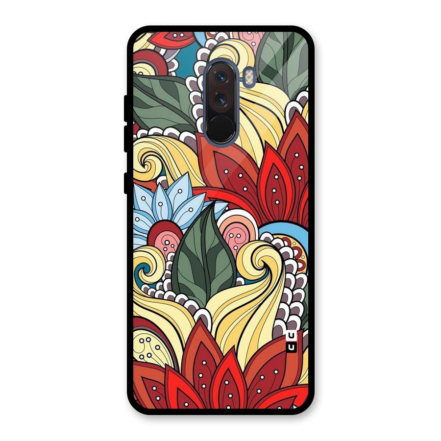 Cute Doodle Glass Back Case for Poco F1